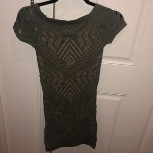 Olive green spandex dress off the shoulder